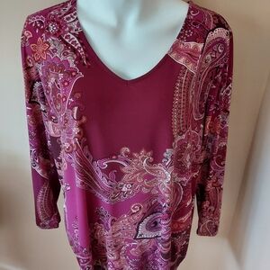 Susan Graver Women's Blouse - Rich Magenta